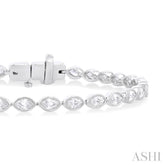 3 1/10 ctw East-West Bezel Set Marquise Cut Diamond Tennis Bracelet in 14K White Gold